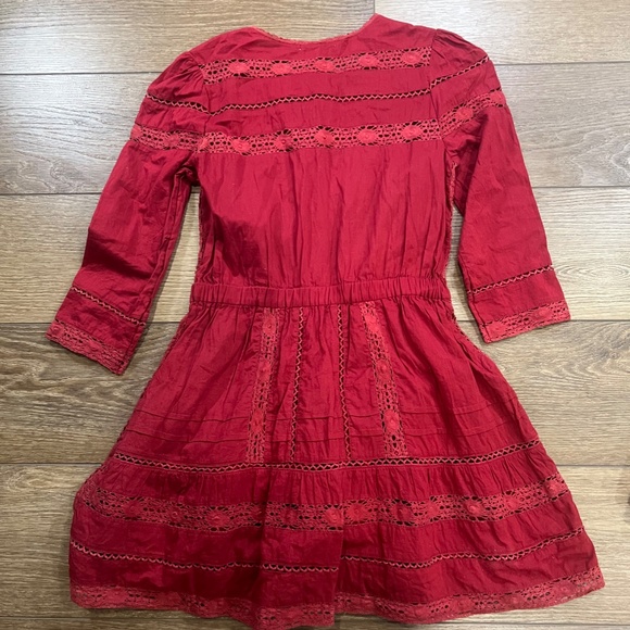 Tularosa Payton Lace Dress Burnt Cayenne 3/4 Sleeve Button Front Sz XS Revolve - Picture 11 of 14